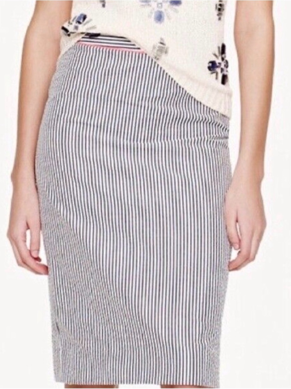 J. Crew No. 2 Pencil Skirt in Neon Piped Seersucker